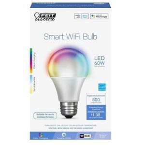 Smart Light Bulb Alexa Google Assistant Color Changing WiFi Dimmable LED 60 Watt